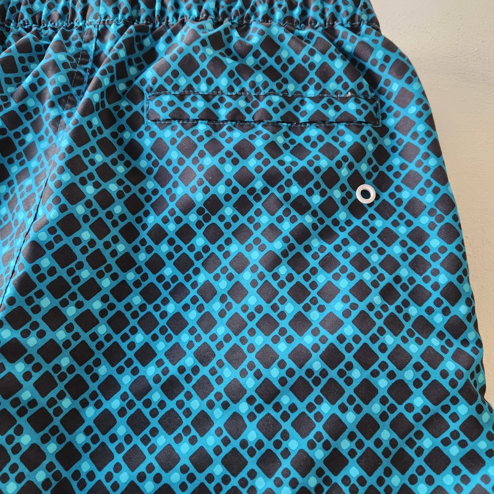Original Penguin Teal & Black Patterned Swim Shorts